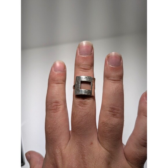 Vintage Sterling Silver Ring Modernist Minimalist Square Size 7 - Picture 2 of 6